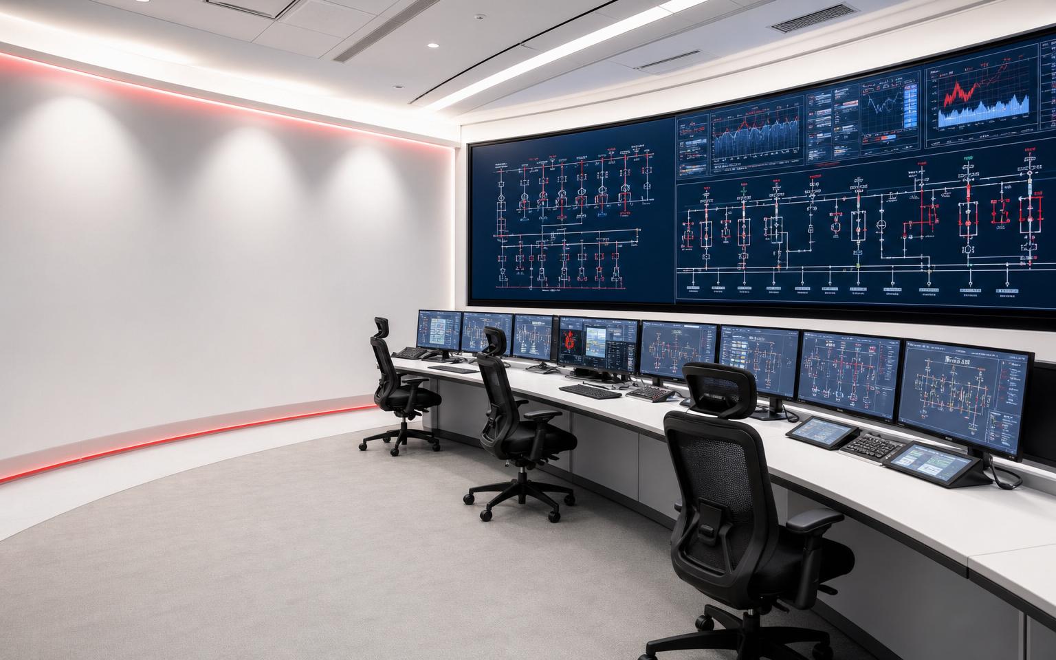 Engineers reviewing power system diagrams and coordination plans